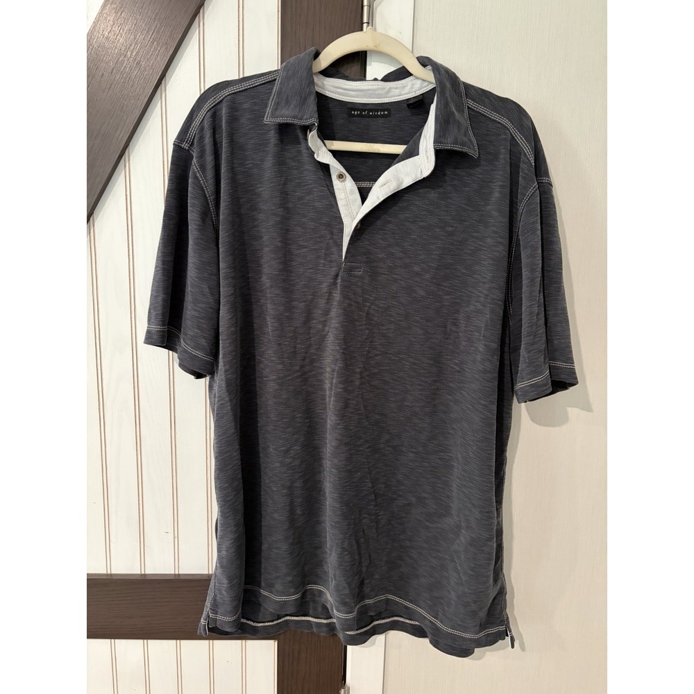 Age of Wisdom Polo Mens XL Gray Short Sleeve Vintage Wash